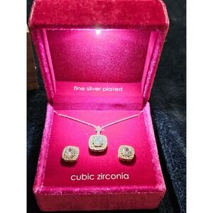 Beautiful silver Cubic zirconia  necklace & earrings